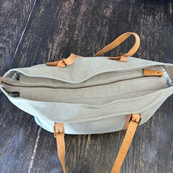 Hearth and Hand with Magnolia large  tan and grey canvas tote purse - Picture 3 of 13